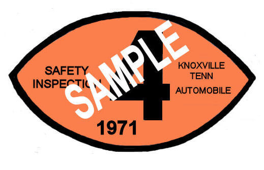 Modal Additional Images for 1971 Tennessee INSPECTION Sticker (Knoxville)